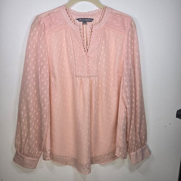 Sharagano Women's Light Pink Sheer Top. Size Medium. - Picture 1 of 8